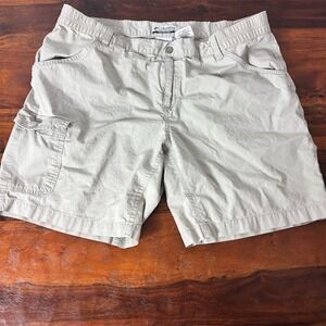 Columbia‎ Womens Beige Cargo Shorts Size L Ins Entr 8 Outdoor Hiking Casual